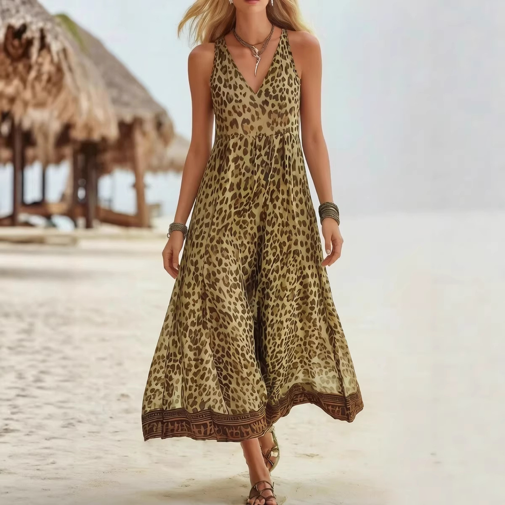 💝💝Women's retro leopard print midi dress