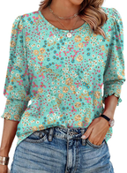 ✨⏰LAST DAY SAVE 49% ⏰ Women Dressy Casual 3/4 Length Sleeve Blouses with Smocked Cuffs