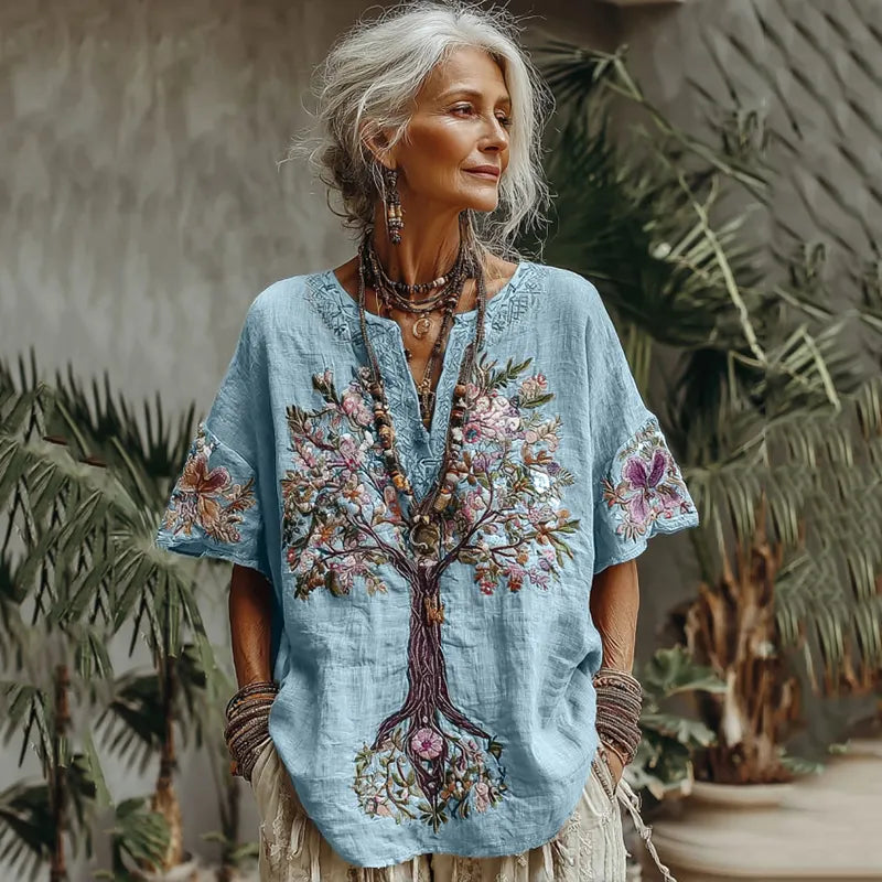 Women's Tree Of Life Floral Art Comfy Shirt