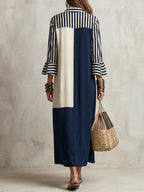 📦📦Women's Striped Spliced 3/4 Sleeves dress
