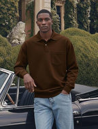 CLEARANCE SALE🔥 Men's Fashion Retro Washed Distressed Cotton Lapel Long Sleeve Polo Shirt