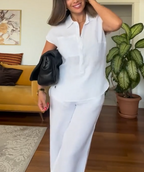 📦📦LAST DAY SAVE 49% ⏰Women's Summer Linen Casual Shirt Wide-Leg Pants Two-Piece Suit(Buy 2 Free Shipping)
