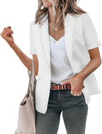 📦📦Women's Short Sleeve Casual Blazer Lapel Open Front Work Office Jacket