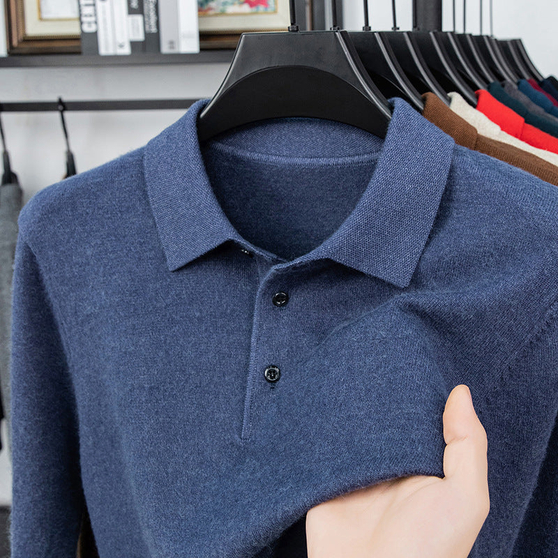 Men's comfortable and fashionable cashmere knitted polo shirt