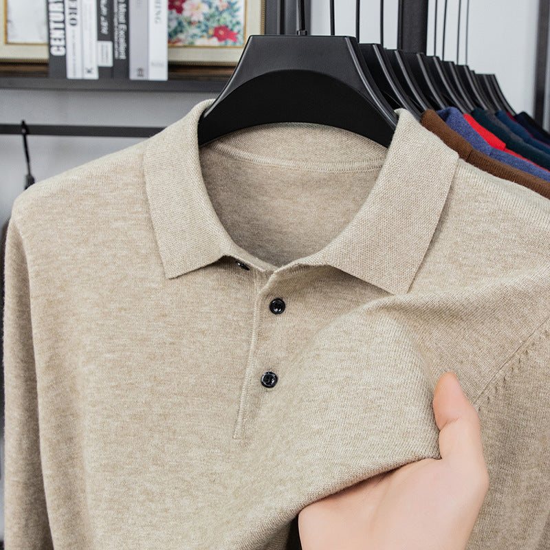 Men's comfortable and fashionable cashmere knitted polo shirt
