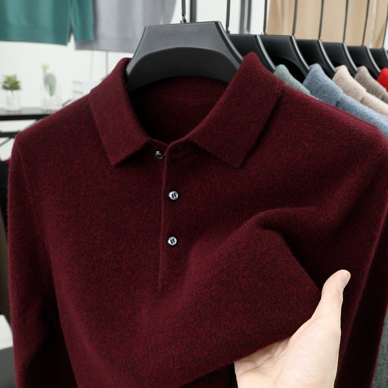 2025 Men's Cashmere Premium Knit Polo Sweater