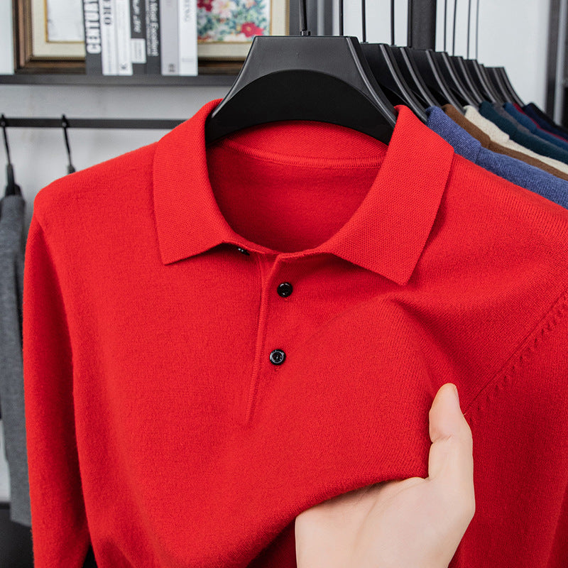 Men's comfortable and fashionable cashmere knitted polo shirt