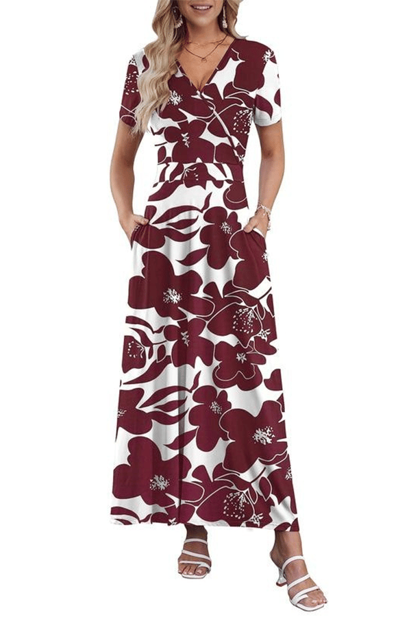 📦📦👗 V-Neck Maxi Dress — Elegant, Waist-Defining, Comfortable, and Casual Summer Long Dress