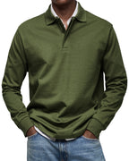 CLEARANCE🔥 Men's Everyday Comfort Lapel Button Casual Long Sleeve POLO Shirt