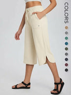 📦📦 Women's Wide Leg Yoga Capris – High Waisted with Pockets, Quick Dry, Lightweight, UPF 50+ Sun Protection – Loose Comfy for Hiking, Gym, Travel & Outdoor Workout ☀️