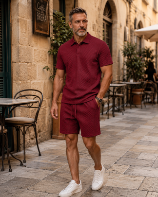 📦📦 Men's Summer Two-Piece Set – Breathable Polo + Shorts, Lightweight, Stretch