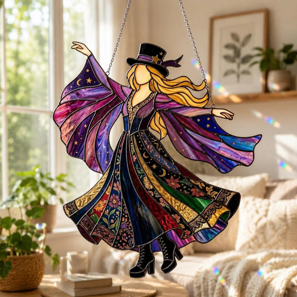 ✨💃 Stevie Nicks 🤘 Handmade Stained Glass Spinning Suncatcher