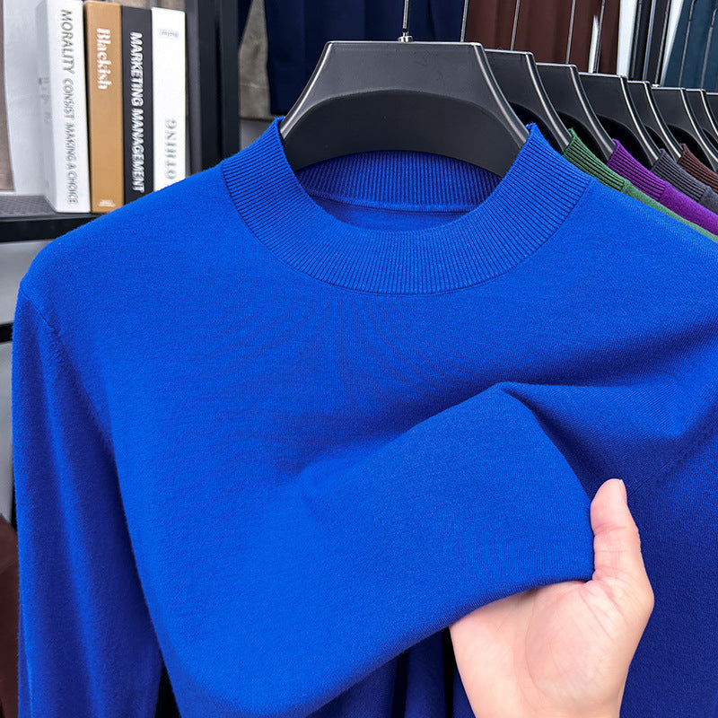 2025 Autumn and Winter Men's Stand Collar Cashmere Casual T-shirt