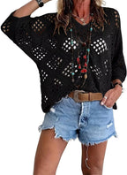 ✨✨Women's Bohemian-Inspired Beige Crochet Top with V-Neck
