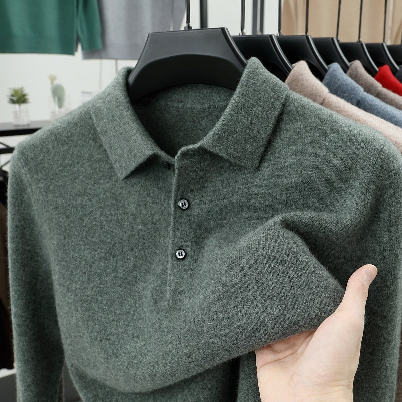 2025 Men's Cashmere Premium Knit Polo Sweater
