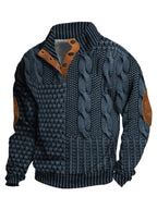 Men's Casual Retro Cashmere Stand Collar Button Sweatshirt