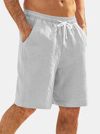 Men's Casual Hawaiian Bubble Wrinkle Comfortable Solid Color Beach Shorts