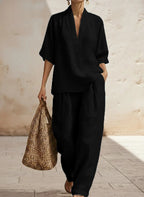 Plus Size Friendly New Arrivals🔥 Women's Casual Cozy Minimalist Linen Two-piece Set