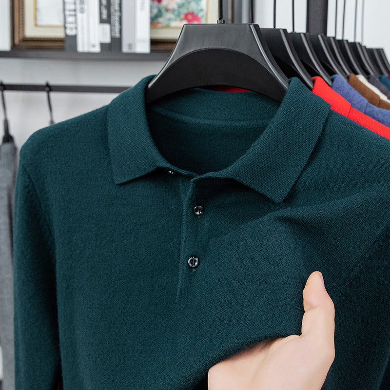 Men's comfortable and fashionable cashmere knitted polo shirt
