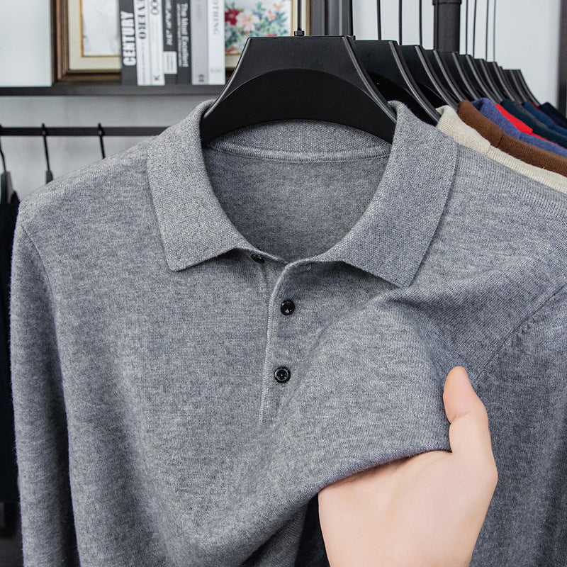 Men's comfortable and fashionable cashmere knitted polo shirt