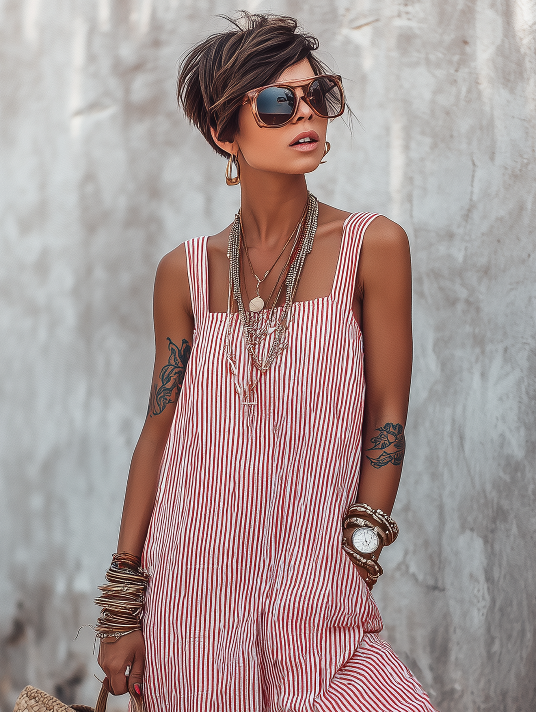 📦📦LAST DAY SAVE 49% ⏰Women's Minimalist Striped Loose-Fit Square-Neck Sleeveless Jumpsuit