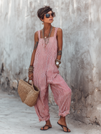 📦📦LAST DAY SAVE 49% ⏰Women's Minimalist Striped Loose-Fit Square-Neck Sleeveless Jumpsuit