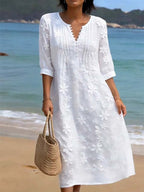 💝💝Women's casual linen dress with floral print