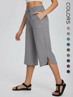 📦📦 Women's Wide Leg Yoga Capris – High Waisted with Pockets, Quick Dry, Lightweight, UPF 50+ Sun Protection – Loose Comfy for Hiking, Gym, Travel & Outdoor Workout ☀️