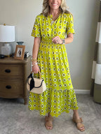 CLEARANCE🔥 Summer Elastic Waistband Printed Dress