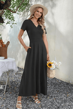 📦📦👗 V-Neck Maxi Dress — Elegant, Waist-Defining, Comfortable, and Casual Summer Long Dress