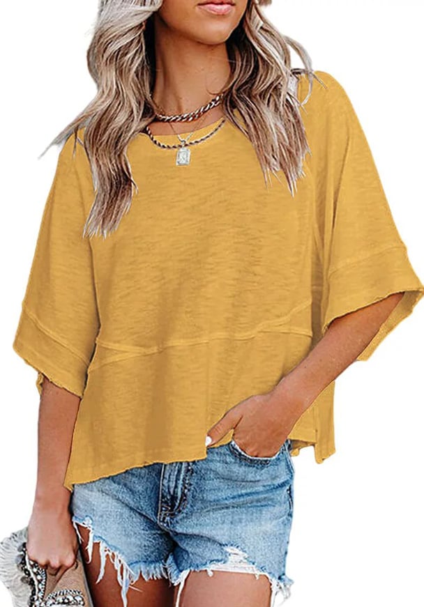 📦📦Panel Solid Color Flared Sleeve T-Shirt
