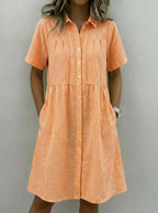 Today 49% off🔥Women’s Cotton Linen Gingham Button-Up Shirt Dress