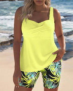 📦📦Two-piece Body Covering Surplice Tankini Printed Boxer Swimsuit