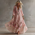 Women's Bohemian Floral Lace V-neck Maxi Dress
