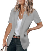 📦📦Women's Short Sleeve Casual Blazer Lapel Open Front Work Office Jacket