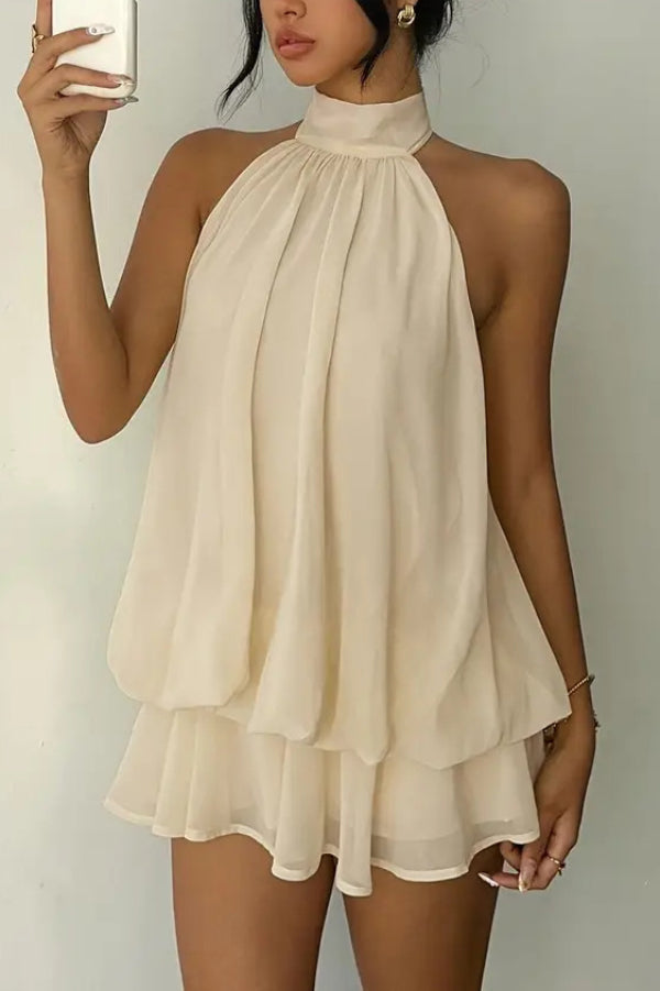 💝💝Chiffon Halter Neck Backless Mini Dress | Vacation Style