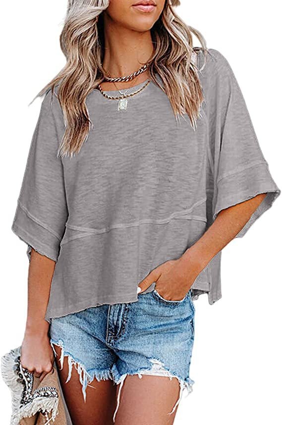 📦📦Panel Solid Color Flared Sleeve T-Shirt