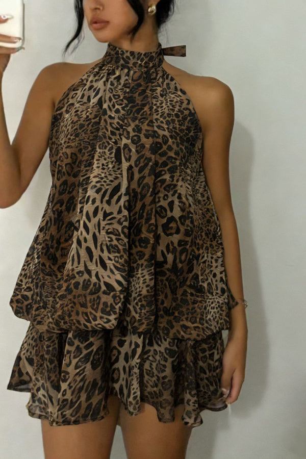 💝💝Chiffon Halter Neck Backless Mini Dress | Vacation Style
