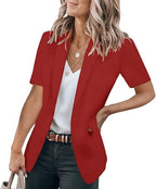📦📦Women's Short Sleeve Casual Blazer Lapel Open Front Work Office Jacket