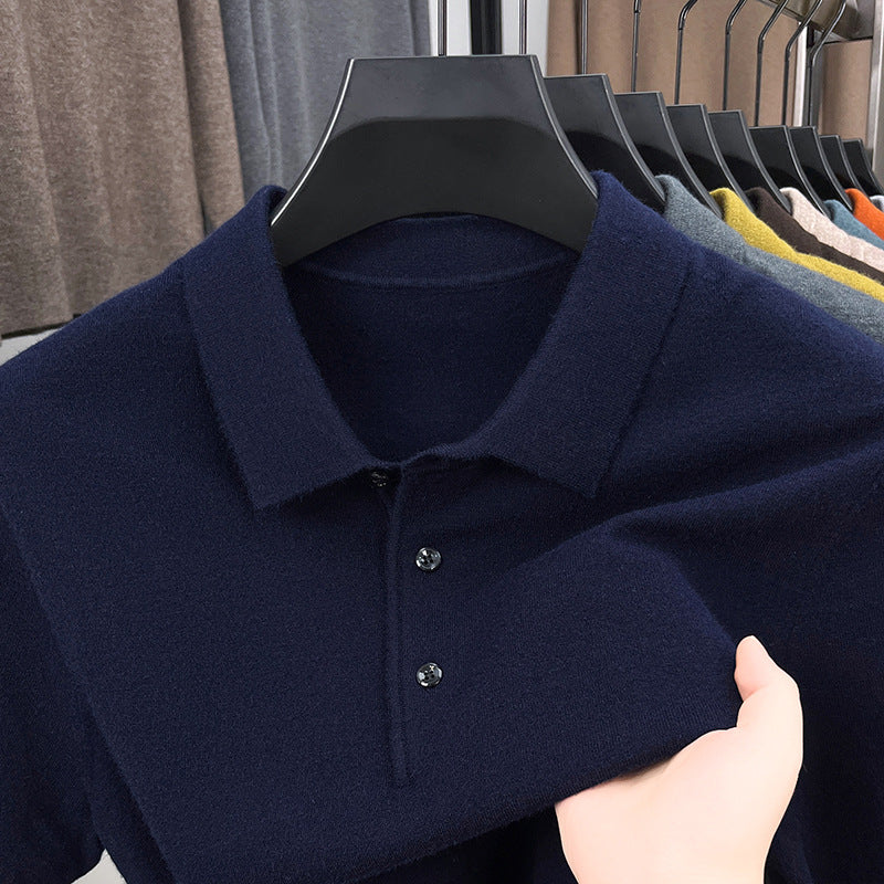 2025 Men's Cashmere Classic Knit Polo Sweater
