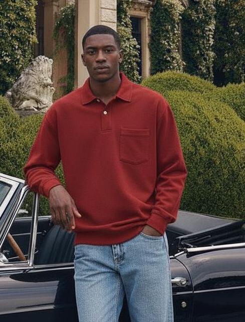 CLEARANCE SALE🔥 Men's Fashion Retro Washed Distressed Cotton Lapel Long Sleeve Polo Shirt