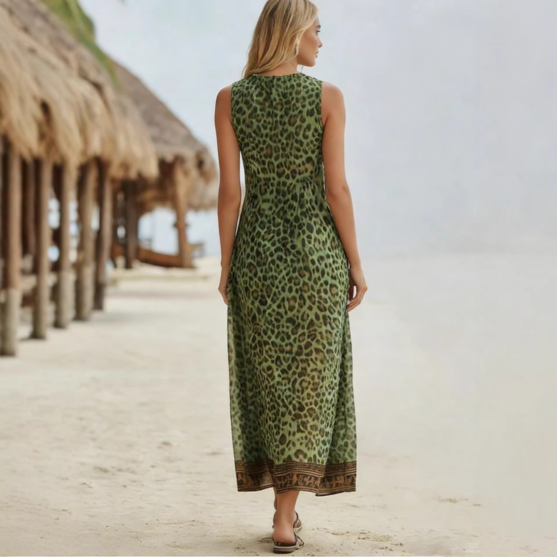 💝💝Women's retro leopard print midi dress