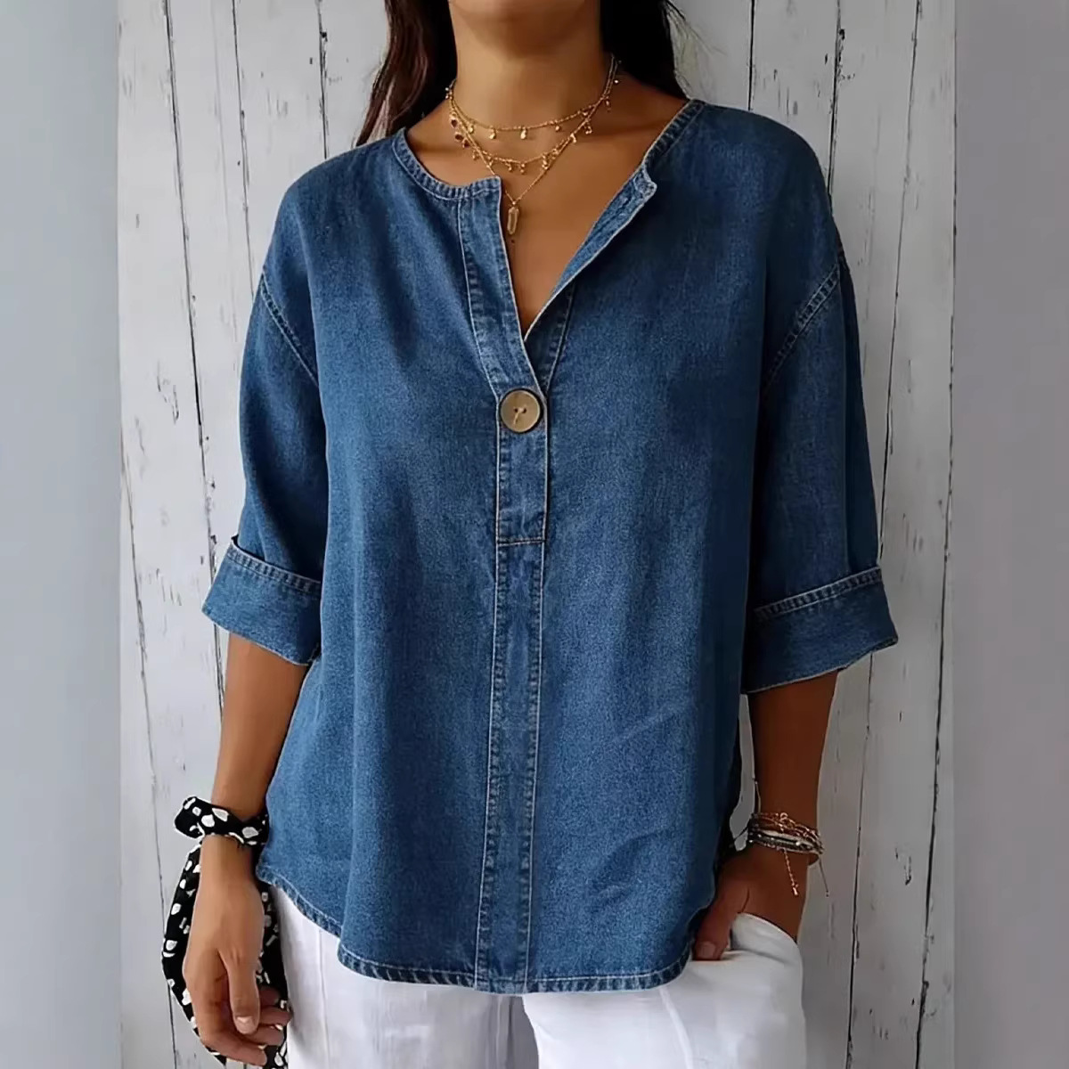 📦📦LAST DAY SAVE 49% ⏰Women's Casual Denim Cotton Button-Up Shirt