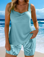 📦📦Two-piece Body Covering Surplice Tankini Printed Boxer Swimsuit