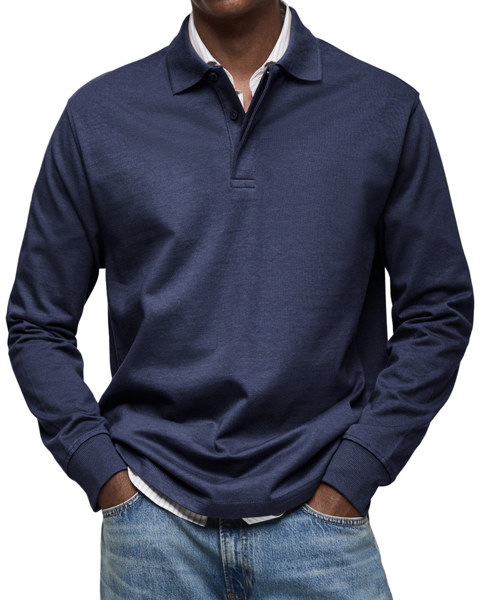 CLEARANCE🔥 Men's Everyday Comfort Lapel Button Casual Long Sleeve POLO Shirt