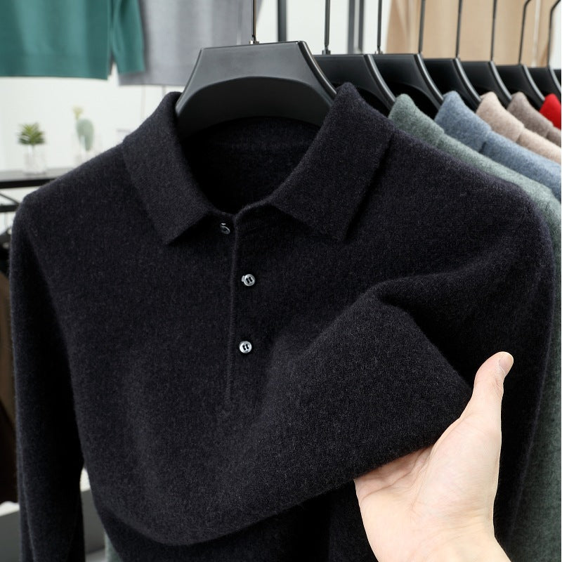 2025 Men's Cashmere Premium Knit Polo Sweater