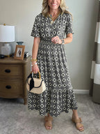 CLEARANCE🔥 Summer Elastic Waistband Printed Dress