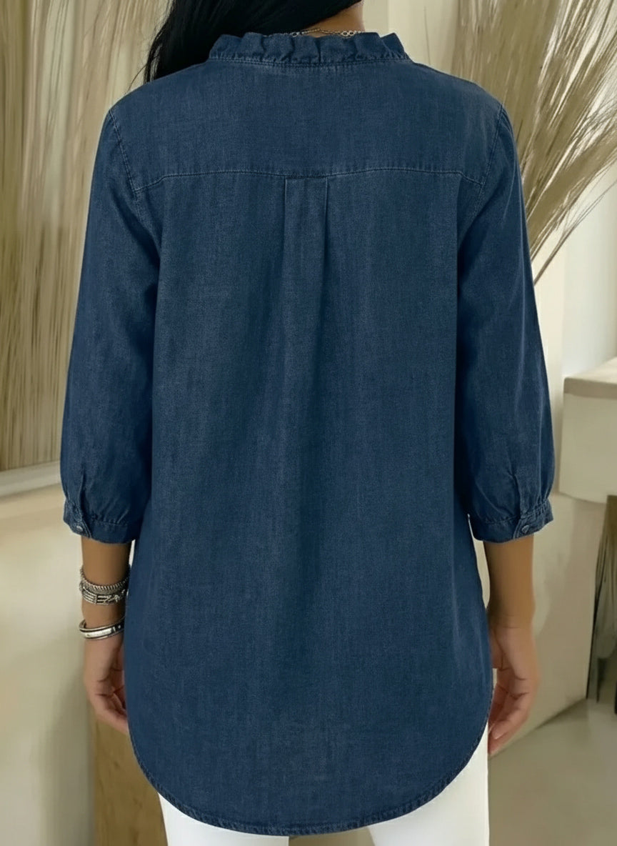📦📦LAST DAY SAVE 49% ⏰Women's Casual Denim V-Neck Ruffled Shirt