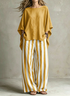 📦📦LAST DAY SAVE 49% ⏰Women Relaxed Linen Stripe Wide-Leg Set