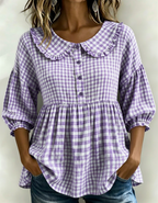 📦📦LAST DAY SAVE 49% ⏰Women's Gingham Puff Sleeve Peplum Blouse
